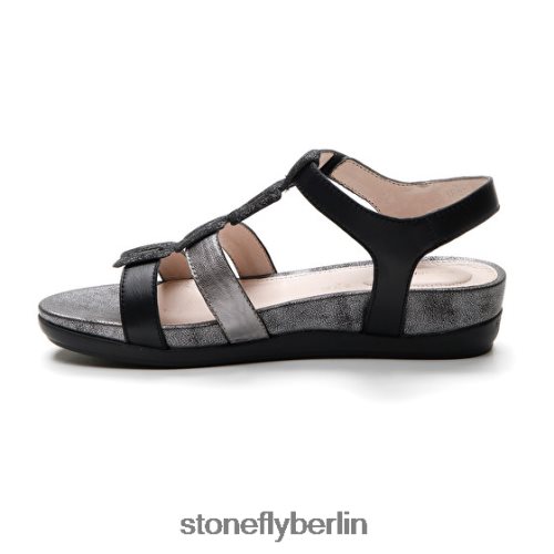 flache Sandalen Stonefly Eve 24 Nappaleder/Laminatleder Schwarz Frauen LRBH8V156