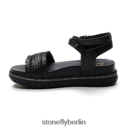 flache Sandalen Stonefly Kerrie 3 Kalbsleder/geprägtes Leder. Schwarz Frauen LRBH8V173