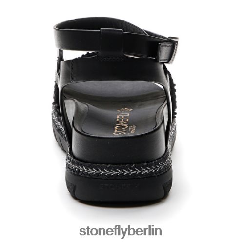 flache Sandalen Stonefly Kerrie 3 Kalbsleder/geprägtes Leder. Schwarz Frauen LRBH8V173