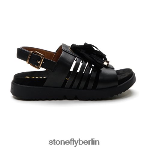 flache Sandalen Stonefly Riva 12 Kalb lth Schwarz Frauen LRBH8V168