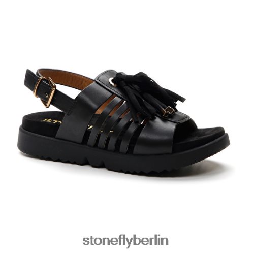 flache Sandalen Stonefly Riva 12 Kalb lth Schwarz Frauen LRBH8V168