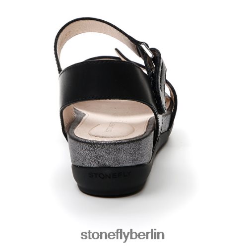 flache Sandalen Stonefly Vorabend 27 Kalb lth Schwarz Frauen LRBH8V157