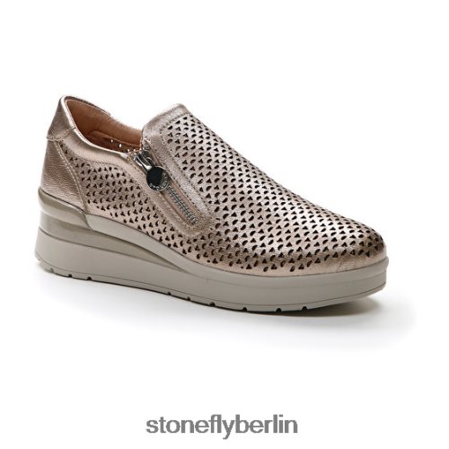 Schuhe mit Reißverschluss Stonefly creme 25 laminiert lth metallisches Sprudeln Frauen LRBH8V89